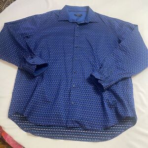 Bugatchi Classic Fit Blue Long Sleeve Button Up Shirt Size XL
